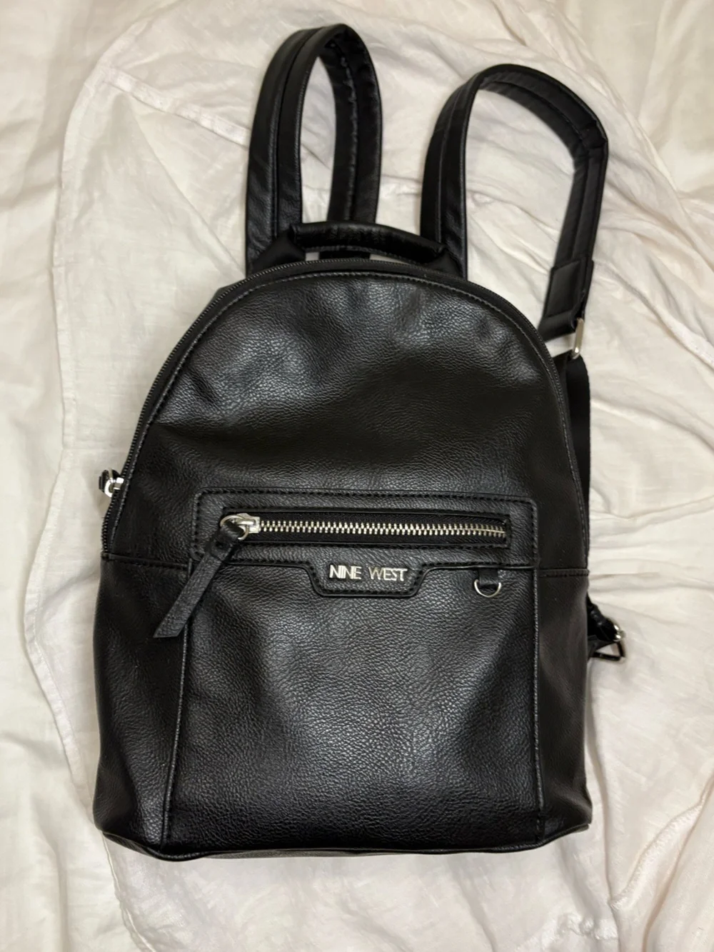 Nine West Black Mini Backpack with Front Zip Pocket